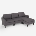 3-Sitzer-Sofa Steffy mit Armlehnen und Hocker aus elegantem Stoff Wohnzimmer Rabatte