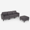 3-Sitzer-Sofa Steffy mit Armlehnen und Hocker aus elegantem Stoff Wohnzimmer Verkauf