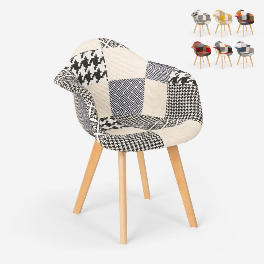 Patchwork Sessel Stuhl Nordisches Design Wohnzimmer Küche Studio Herion Modell
