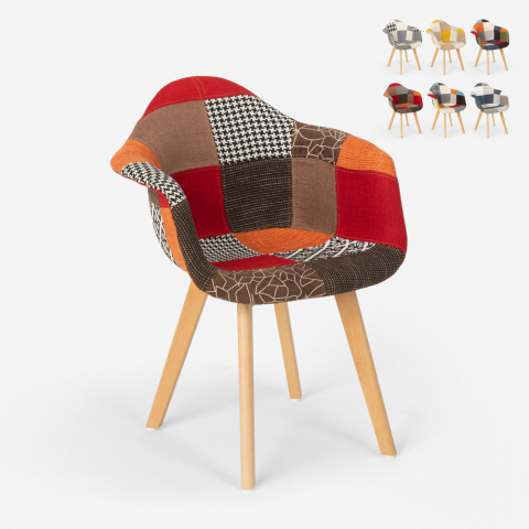 Patchwork Sessel Stuhl Nordisches Design Wohnzimmer Küche Studio Herion Aktion