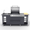 Edelstahl-Gasgrill BBQ 4+1 Brenner mit Spüle und Regalen Tartara Katalog