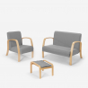 Skandinavisches Sofa Sessel Fußhocker Set Holz Stoff Gyda Modell