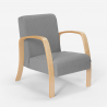 Skandinavisches Sofa Sessel Fußhocker Set Holz Stoff Gyda 
