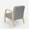 Skandinavisches Sofa Sessel Fußhocker Set Holz Stoff Gyda 