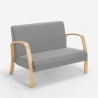 Skandinavisches Sofa Sessel Fußhocker Set Holz Stoff Gyda 