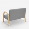 Skandinavisches Sofa Sessel Fußhocker Set Holz Stoff Gyda 