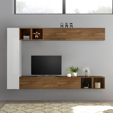 Wohnzimmer-Schrankwand modernes Design weiß Holz TV-Ständer Infinity 104
