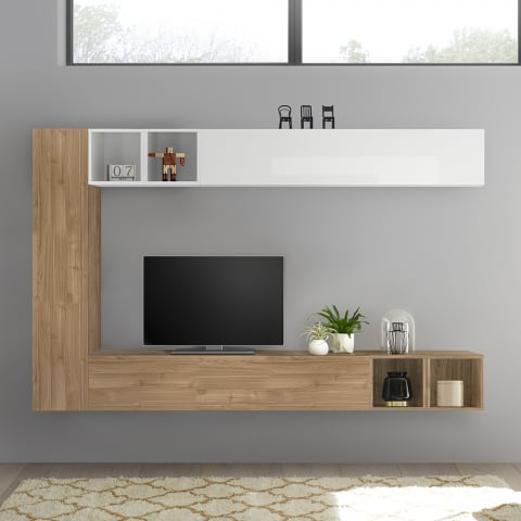 Wohnzimmer-Schrankwand des modernen Designs mit hellweißem Holzfernsehständer Infinity 104