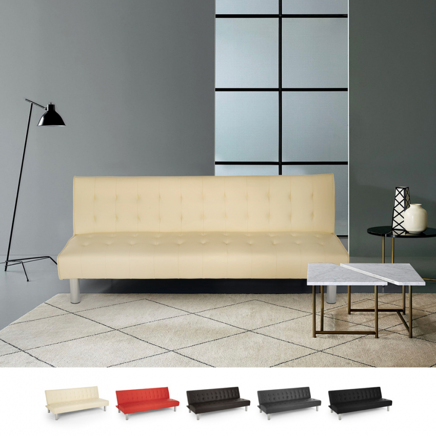 Elly modernes design leder kunstleder 2 sitzer clic clac sofa bett Elly modernes design leder kunstleder 2 sitzer clic clac sofa bett