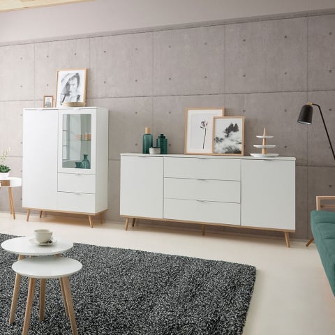 Sideboard skandinavisches Design Wohnzimmer 2 Türen 3 Schubladen Vide