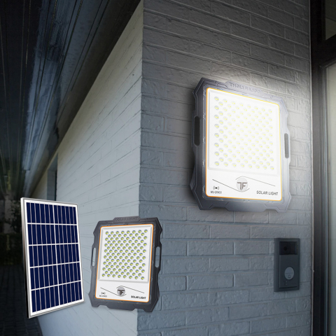 Tragbares LED-Flutlicht 300W Solarpanel 3000 Lumen Fernbedienung Inluminatio L Aktion