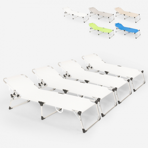 4er-Set klappbare Sonnenliegen aus Aluminium Seychelles