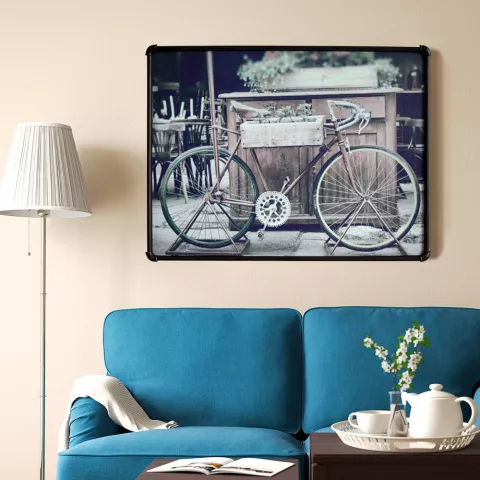 Fahrradbild auf Leinwand mit Metallrahmen 80x60 cm Bike Aktion