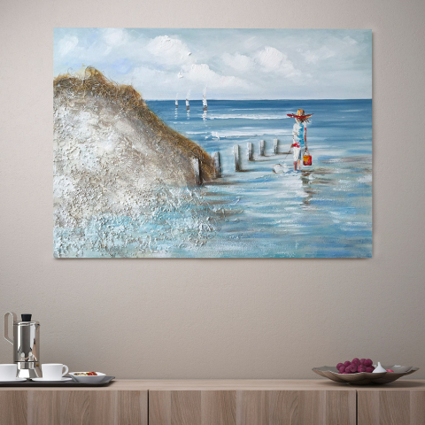 Handgemaltes Landschaftsbild auf Leinwand 120x90 cm By The Seashore Aktion