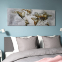 Weltkarte Wandbild handgemalt auf Leinwand 140x45cm Aktion