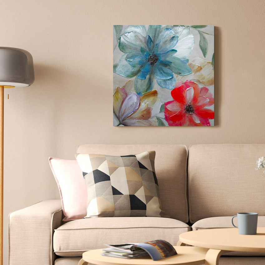 Handgemaltes Blumenbild auf Leinwand 40x40cm Spring Break Aktion