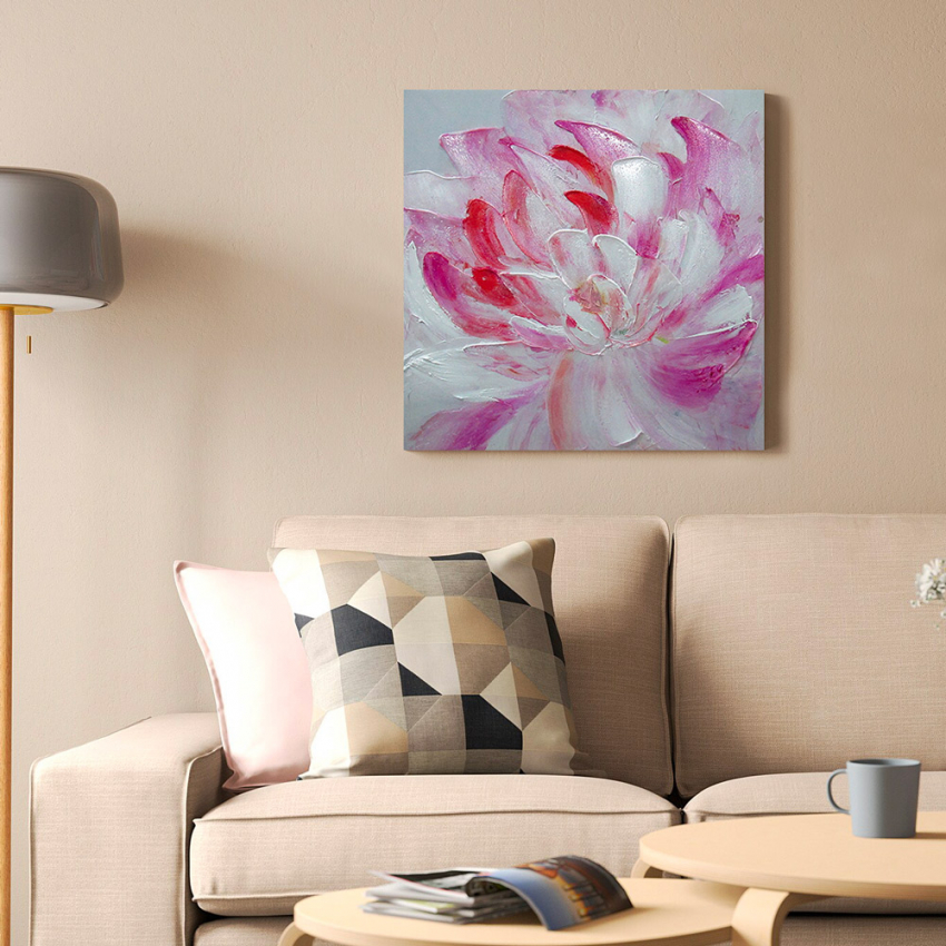 Handgemaltes Blumenbild auf Leinwand 40x40cm Peony 2 Aktion Handgemaltes Blumenbild auf Leinwand 40x40cm Peony 2 Aktion