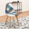 Patchwork Stuhl aus Holz und Stoff für Küche Bar Restaurant Robin Maße