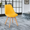 Skandinavischer Designstuhl aus Samt Holz mit Kissen für Küchen Bars Restaurant Dolphin Lux Lagerbestand