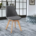 Skandinavischer Designstuhl aus Samt Holz mit Kissen für Küchen Bars Restaurant Dolphin Lux Rabatte