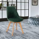 Skandinavischer Designstuhl aus Samt Holz mit Kissen für Küchen Bars Restaurant Dolphin Lux Auswahl