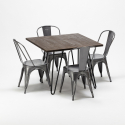 tisch mit 4 stühlen aus metall und holz im industriellen stil pigalle Angebot