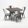 tisch mit 4 stühlen aus metall und holz im industriellen stil pigalle Angebot