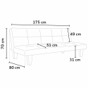 2-sitziges Mikrofasersofa mit Onyx-Füßen für Wohn- und Wartezimmer bettfertig 