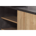 Büro-Schreibtisch Grau und Eiche mit Schiebetür und Regalen 150x120cm Kern Sales
