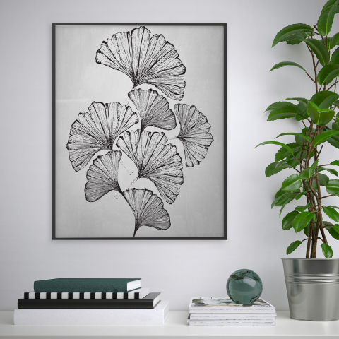 Print Blätter schwarz und weiß Bild minimalistisches Design 40x50cm Vielfalt Masamba Aktion