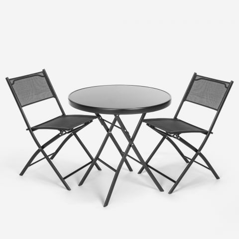 Tischset Rund mit 2 Stühlen für Garten modernes Design Bitter