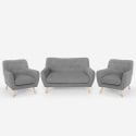Wohnzimmerset 2 Sessel im skandinavischen Design und 2-Sitzer Sofa Holzstoff Cleis Preis