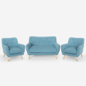 Wohnzimmerset 2 Sessel im skandinavischen Design und 2-Sitzer Sofa Holzstoff Cleis Modell
