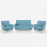 Wohnzimmerset 2 Sessel im skandinavischen Design und 2-Sitzer Sofa Holzstoff Cleis Modell