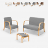 Skandinavisches Sofa Sessel Fußhocker Set Holz Stoff Gyda Verkauf