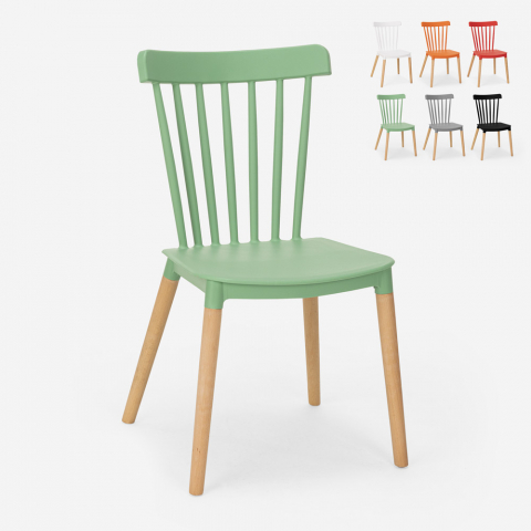 Modernes Design Stuhl Polypropylen Holz Küche Restaurant im Freien Lys Aktion