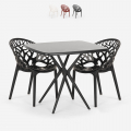 Set quadratischer Tisch schwarz 70x70cm 2 Designer Stühle Moai Black Aktion