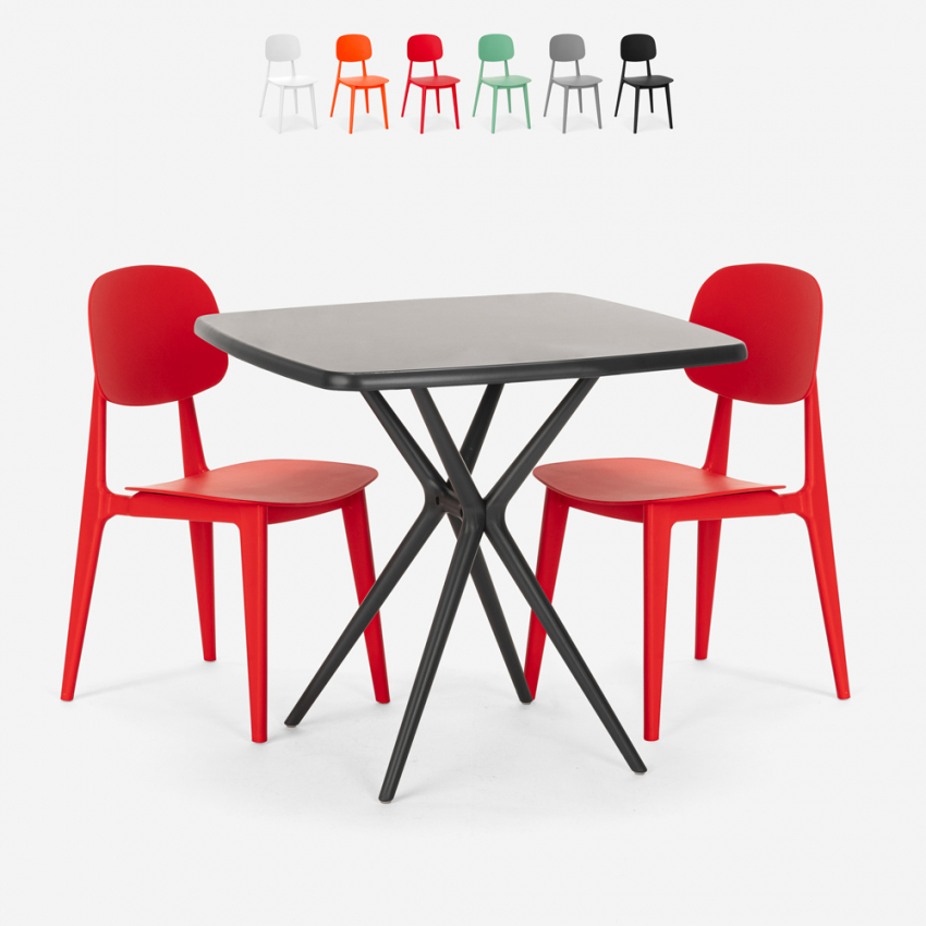Set quadratischer Tisch schwarz 70x70cm 2 Stühle Design Wade Black Rabatte Set quadratischer Tisch schwarz 70x70cm 2 Stühle Design Wade Black Rabatte