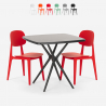 Set quadratischer Tisch schwarz 70x70cm 2 Stühle Design Wade Black Rabatte