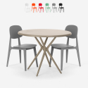 Design runder Tisch 80cm beige 2 Stühle Berel Modell