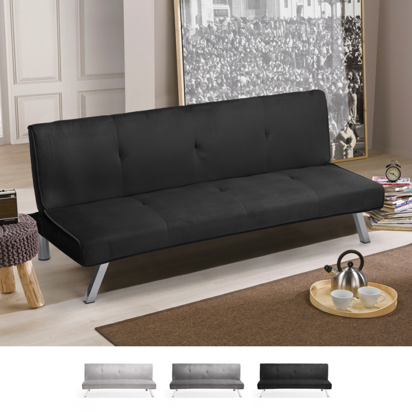 3-Sitzer Schlafsofa Design clic clac Liegesessel Samtstoff Explicitus Aktion