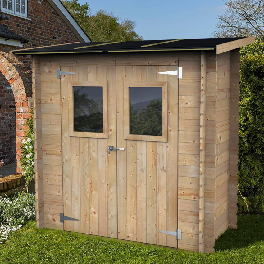 Gartenhaus aus Holz mit Werkzeugbox und Fenster Tür Hobby 198x98 Aktion