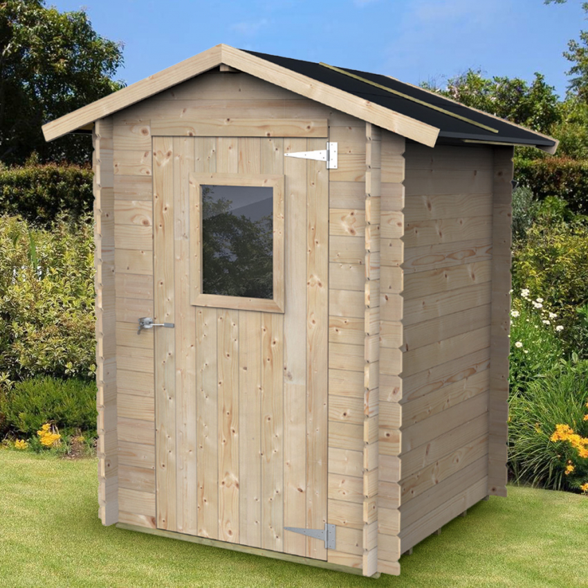 Holz-Gartenhaus für Werkzeuge mit Tür und Fenster Hobby 146x146 Aktion Holz-Gartenhaus für Werkzeuge mit Tür und Fenster Hobby 146x146 Aktion