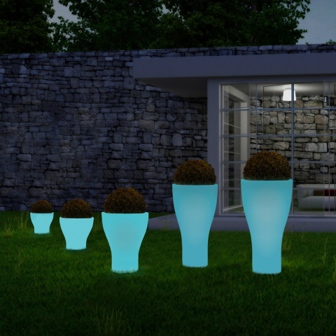 Runde leuchtende fluoreszierende Designvase für den Garten Domus Fluo