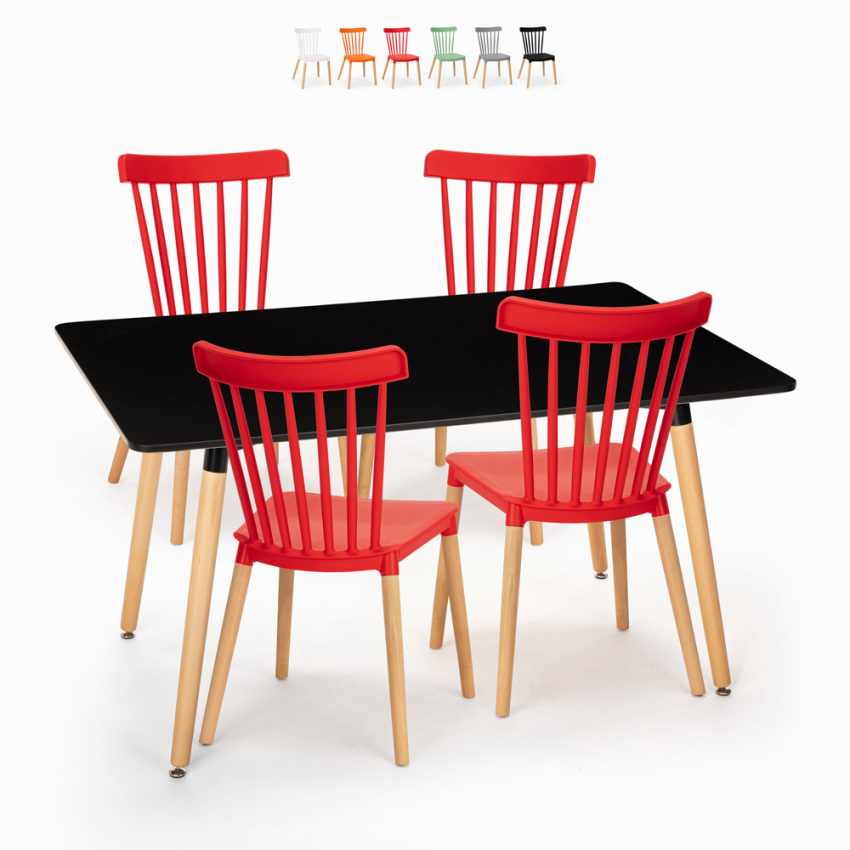 Esstisch Set 120x80cm schwarz 4 Stühle Designküche Restaurant Bar Genk Kosten