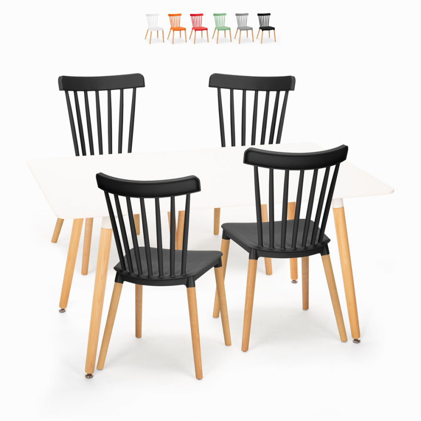 Weißes Esstischset 120x80cm 4 Stühle Designküche Restaurant Bounty Sales