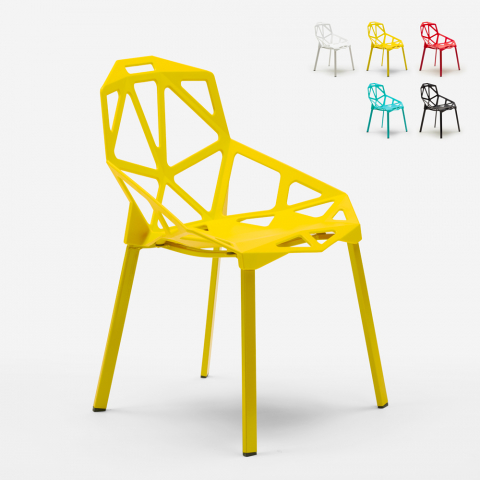 Stuhl mit modernem geometrischem Design aus Metall-Kunststoff Hexagonal