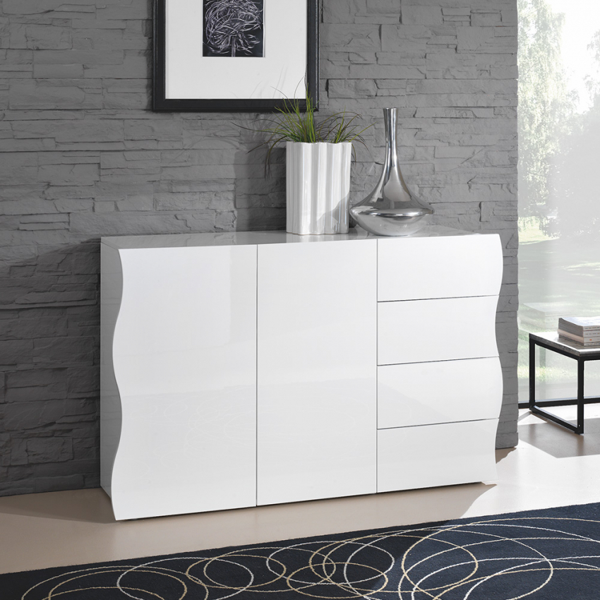 Küchenkommode Onda weiß 130 cm mit 2 Türen und 4 Schubladen Aktion Küchenkommode Onda weiß 130 cm mit 2 Türen und 4 Schubladen Aktion