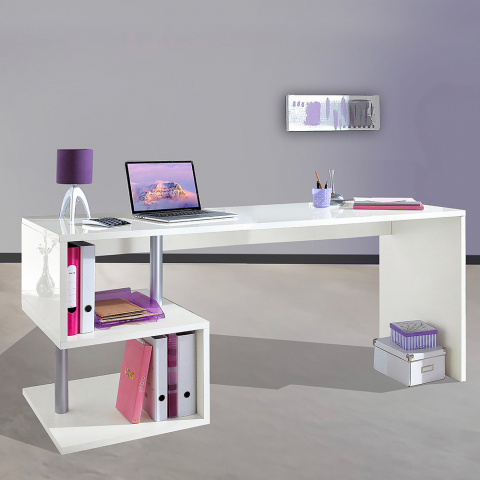 Moderne Büroschreibtisch aus Holz, 180x60cm, weiß, Esse 2 Aktion