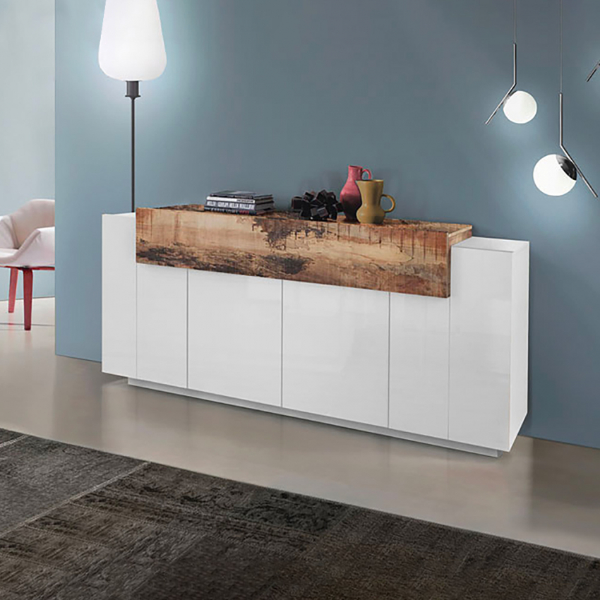 Design-Sideboard weiß Holz 200 cm, 4 Türen, Corona Side Aktion Design-Sideboard weiß Holz 200 cm, 4 Türen, Corona Side Aktion